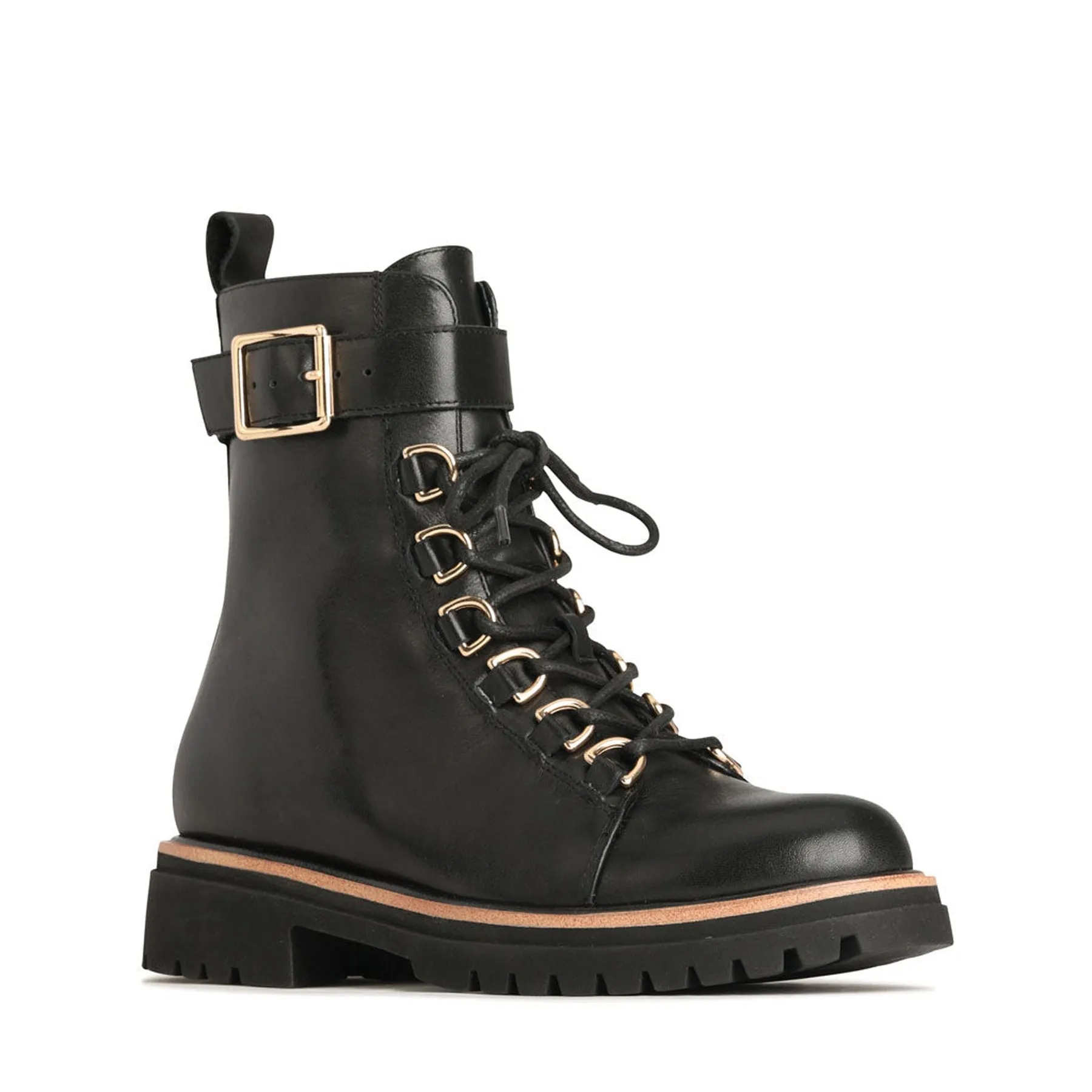 ABIRA LEATHER LACE-UP COMBAT BOOTS