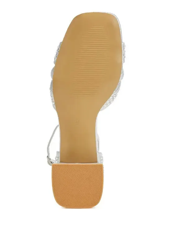 Babylon Low Block Heel Rhinestone Sandals