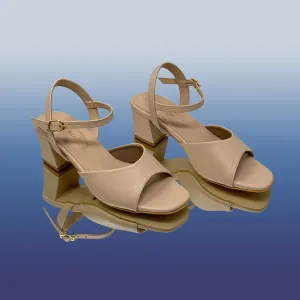 Beige Block Heel Sandals