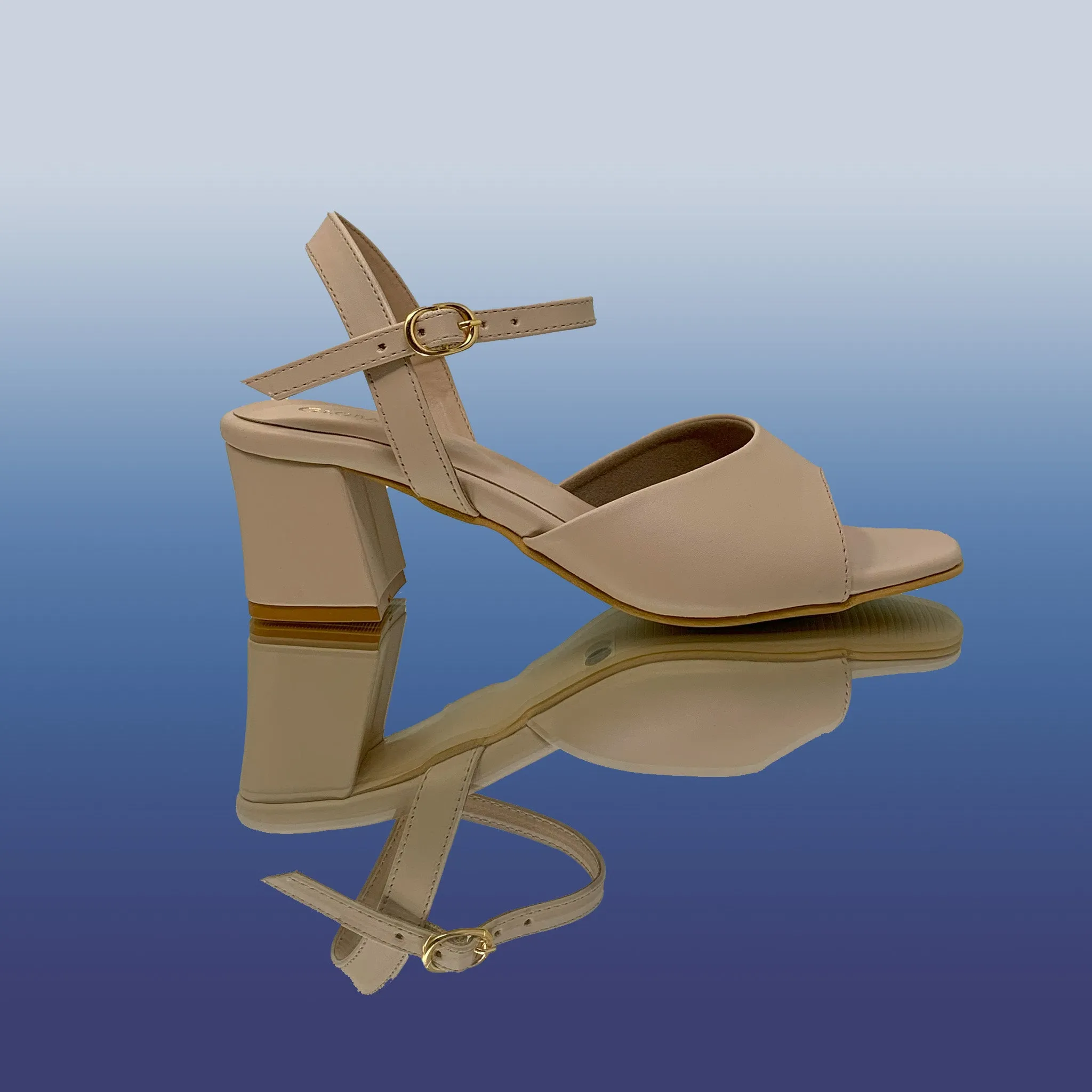 Beige Block Heel Sandals