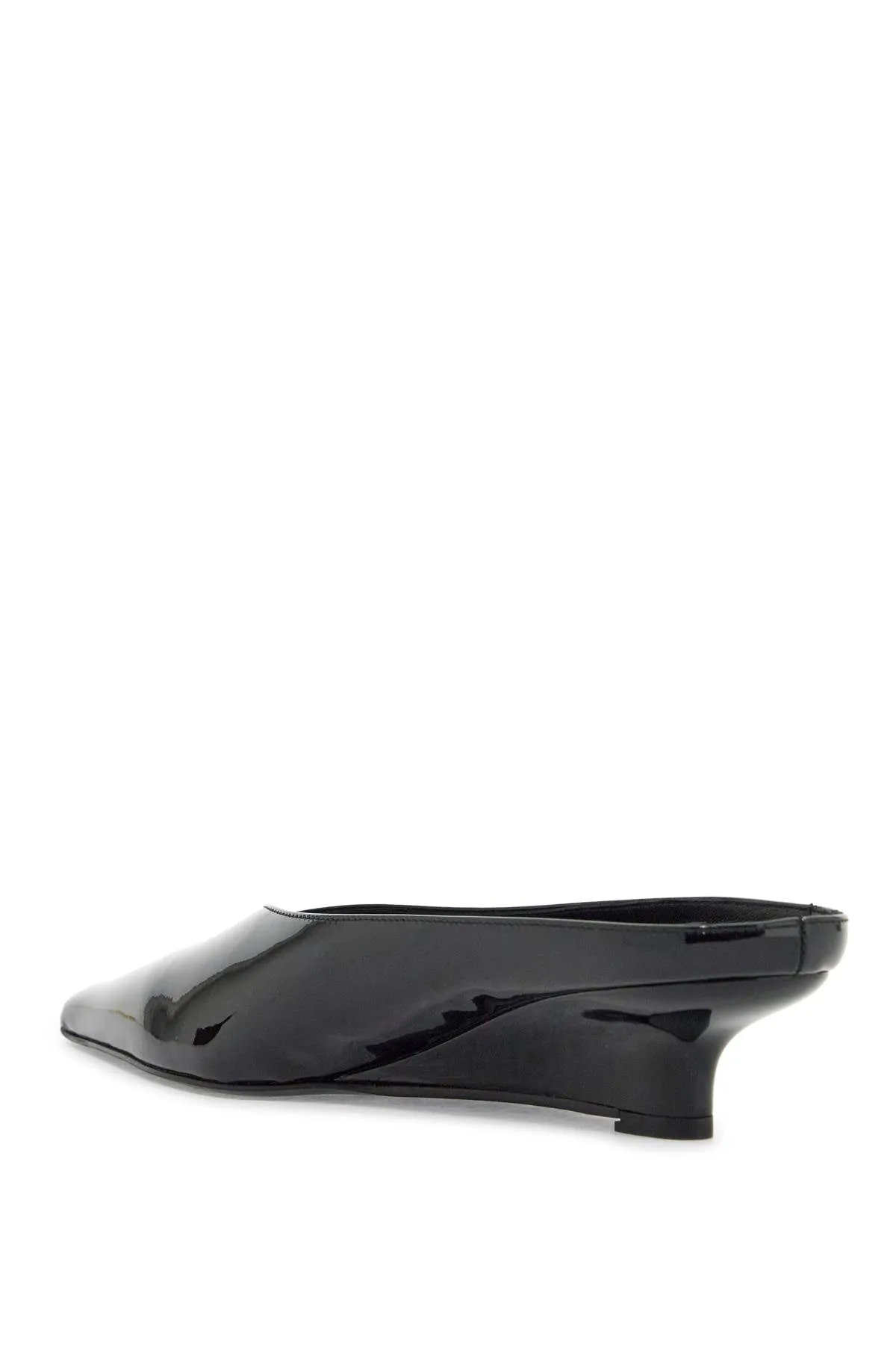black patent leather wedge mules with pointed toe 251 WAS0179 LE0091 BLACK