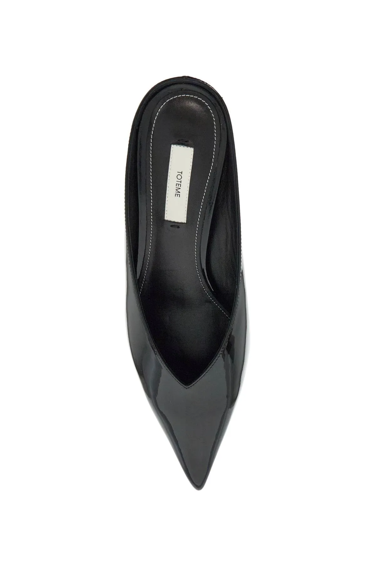 black patent leather wedge mules with pointed toe 251 WAS0179 LE0091 BLACK