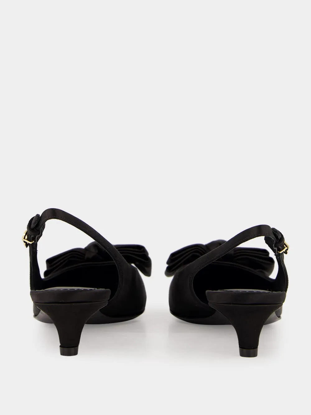 Black Satin Bow Slingbacks