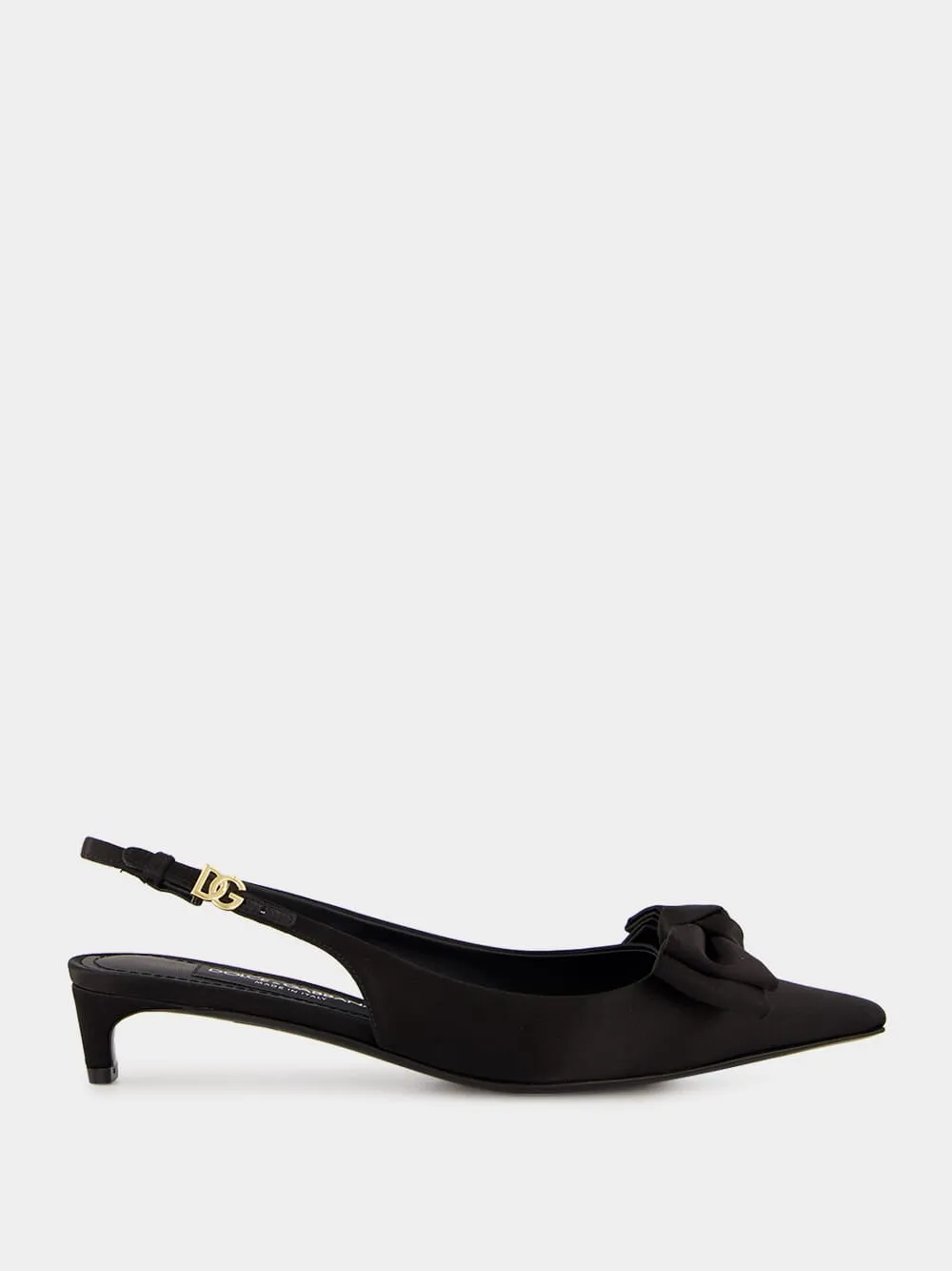 Black Satin Bow Slingbacks