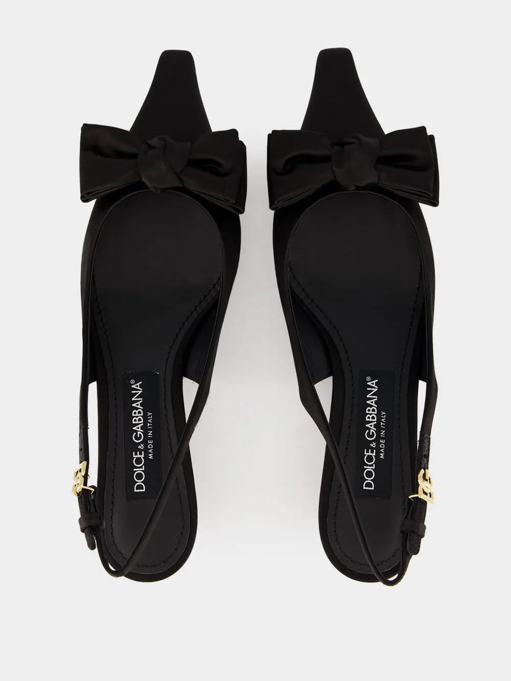 Black Satin Bow Slingbacks
