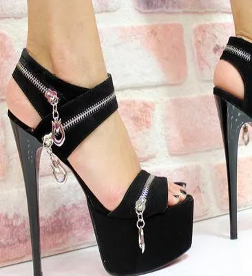 Black Zipper Detail Platforms