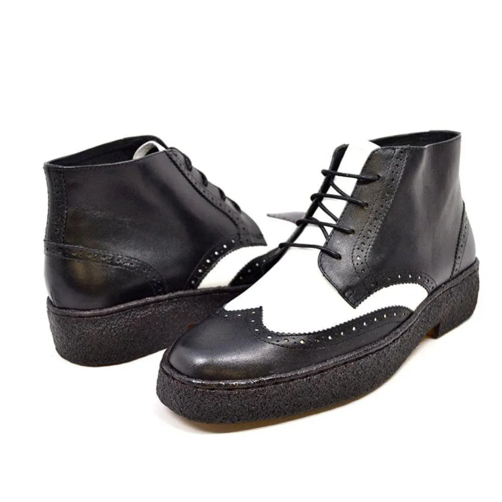 British Walkers Playboy Wingtips Men's Two Tone Leather High Top Boots