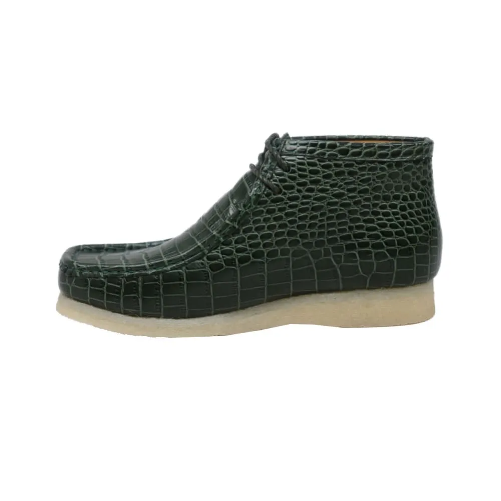British Walkers Wallabee Boot Gators Men's Green Alligator Leather Limited Edition Style