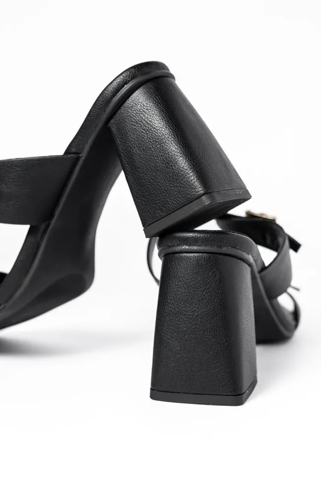Brooklyn Black Double Strap Buckle Heels SALE