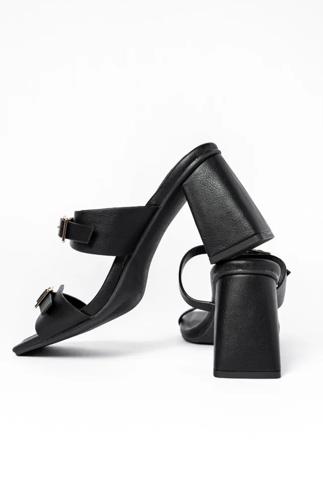 Brooklyn Black Double Strap Buckle Heels SALE
