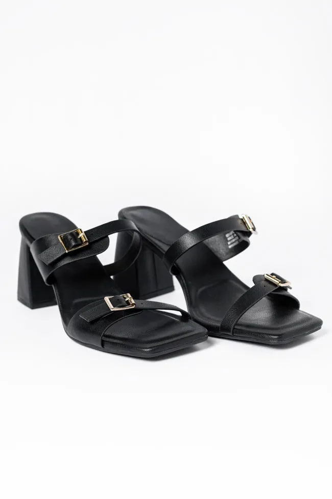 Brooklyn Black Double Strap Buckle Heels SALE