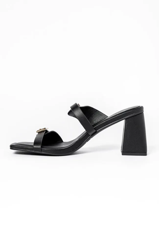 Brooklyn Black Double Strap Buckle Heels SALE