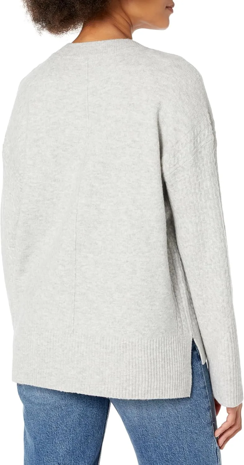 Calvin Klein Women's Crew Neck Cable Sleeve Sweater