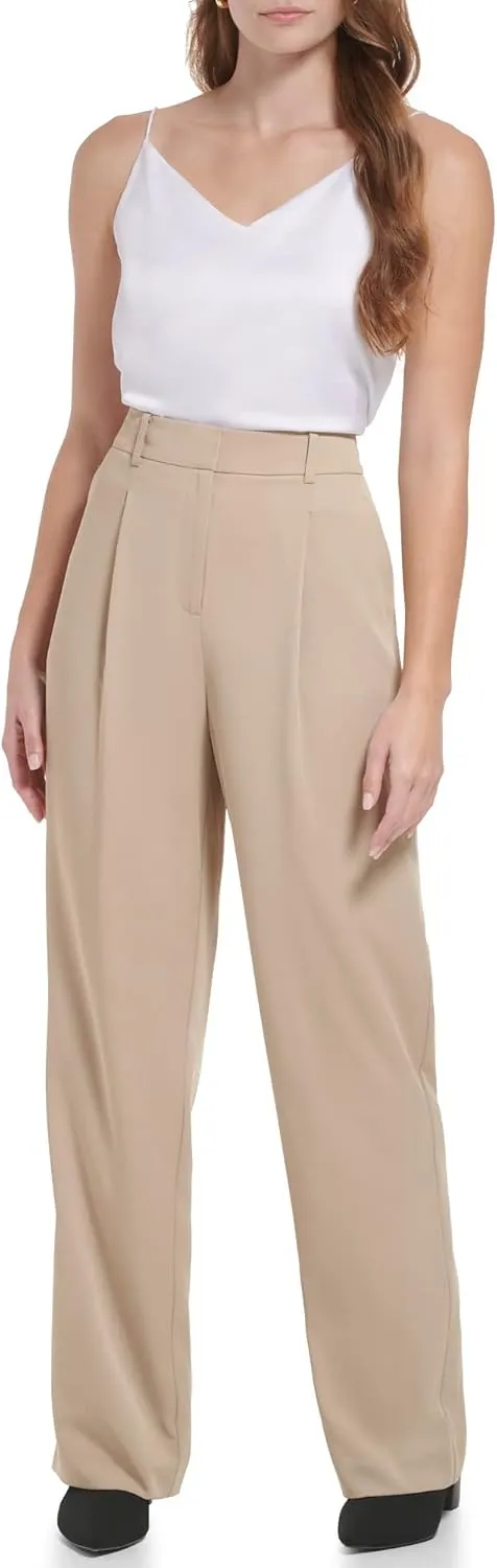 Calvin Klein Women's Formal Wide Leg Zipper Lux Stretch Trouser