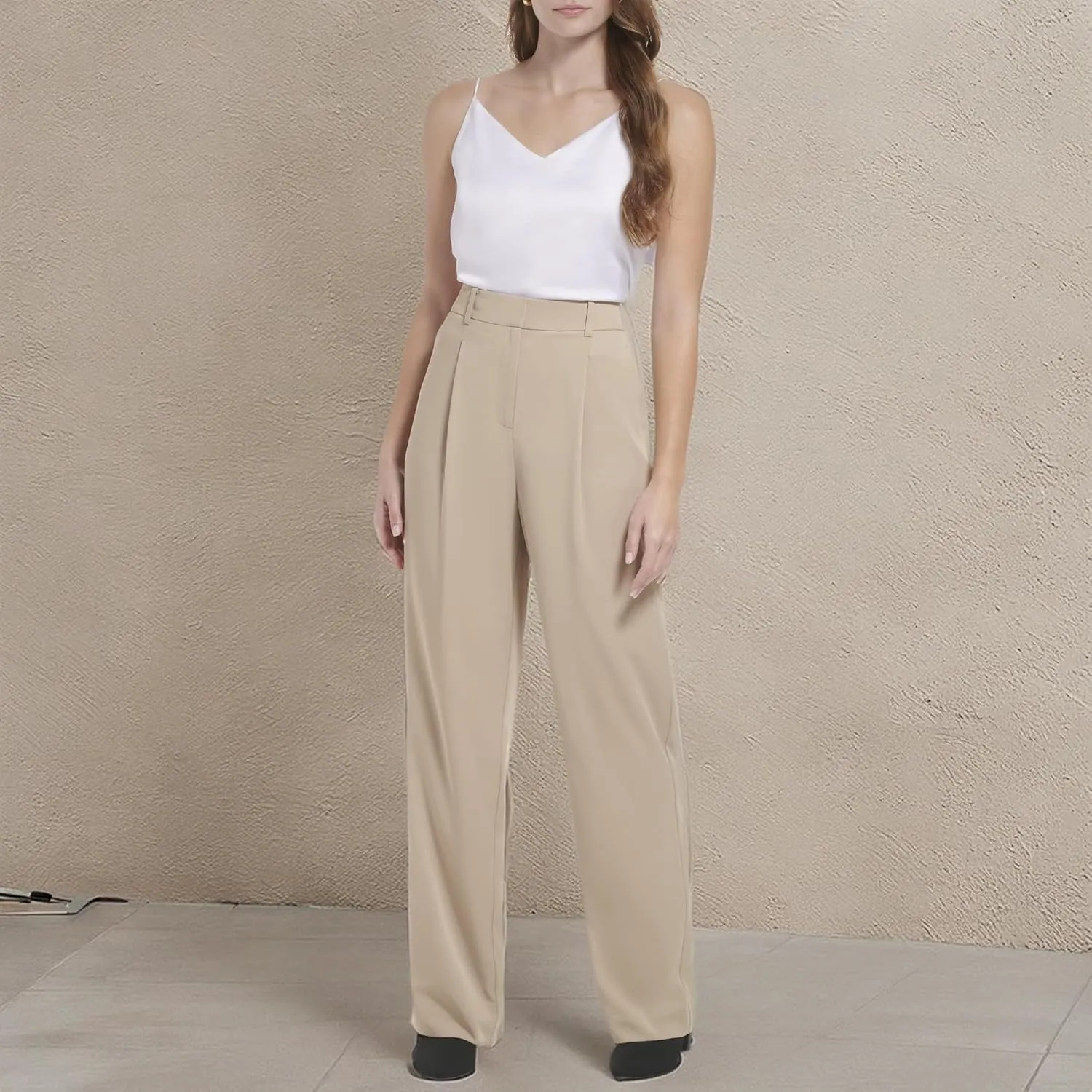 Calvin Klein Women's Formal Wide Leg Zipper Lux Stretch Trouser