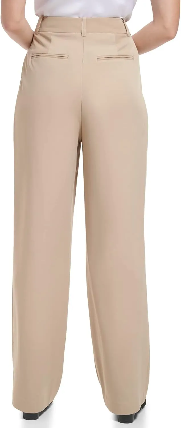 Calvin Klein Women's Formal Wide Leg Zipper Lux Stretch Trouser