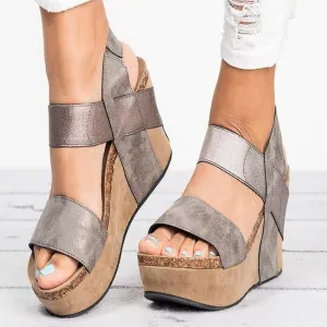 Chicvane Open Toe Elastic Band Wedge Sandals