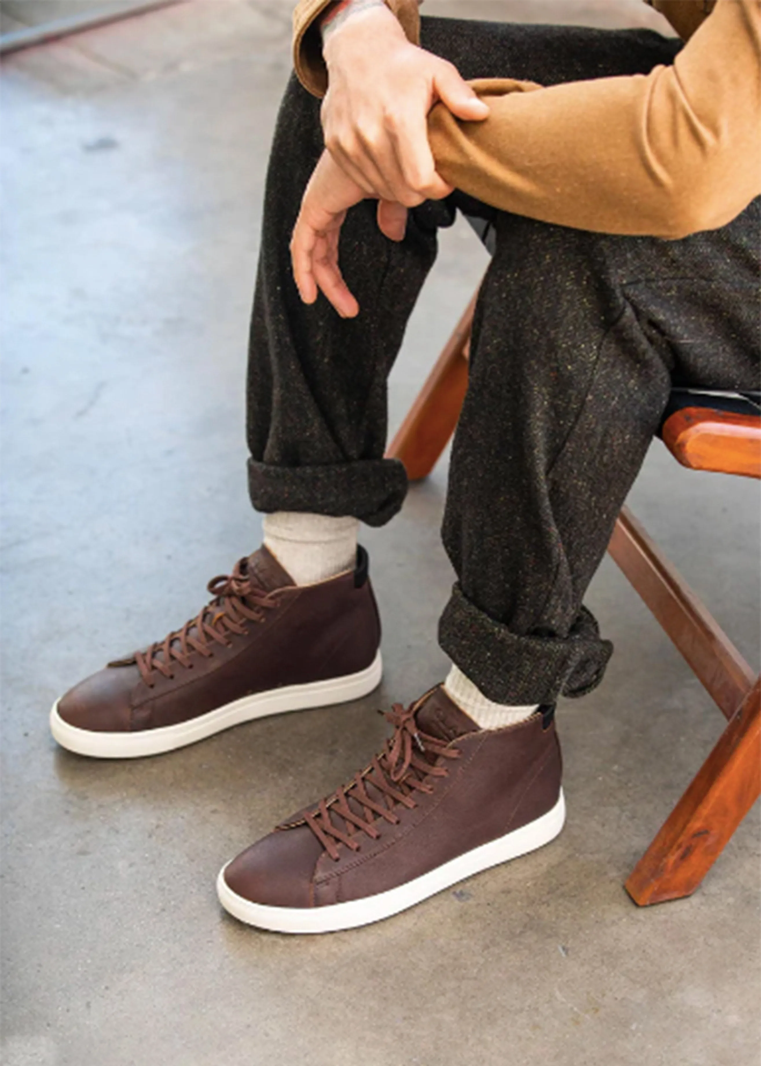 CLAE Bradley Mid Shoe | Cocoa Leather