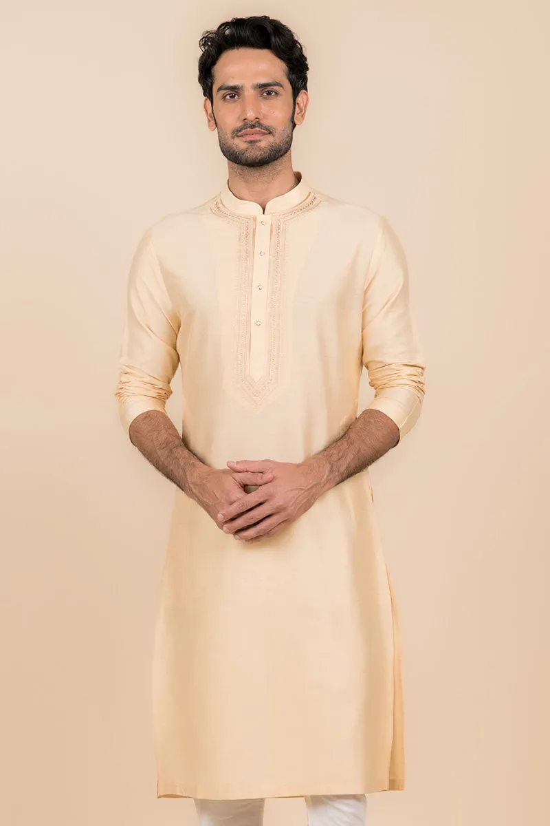 Cream Tonal Embroidered Kurta Set