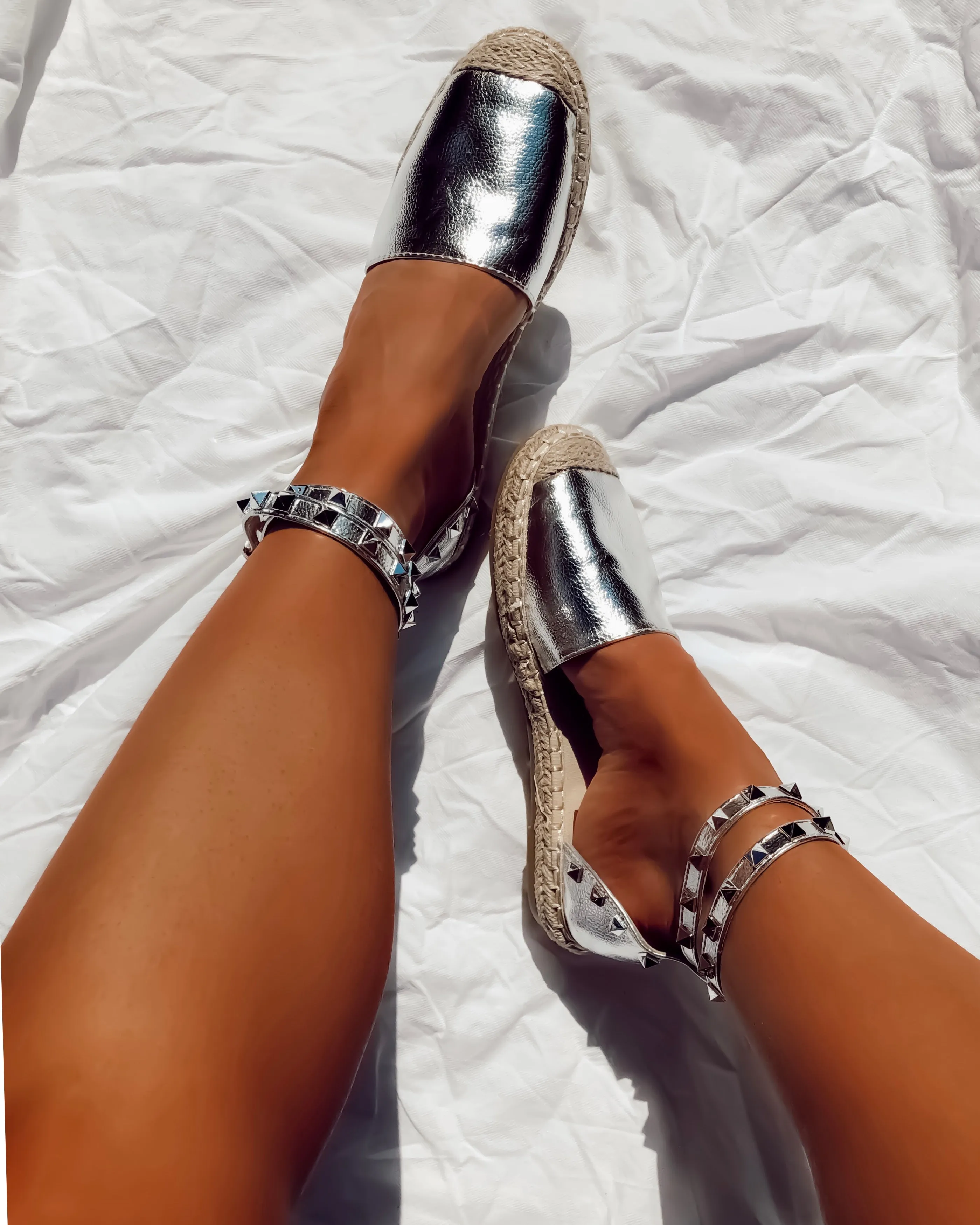 Cross My Heart Espadrilles in Silver