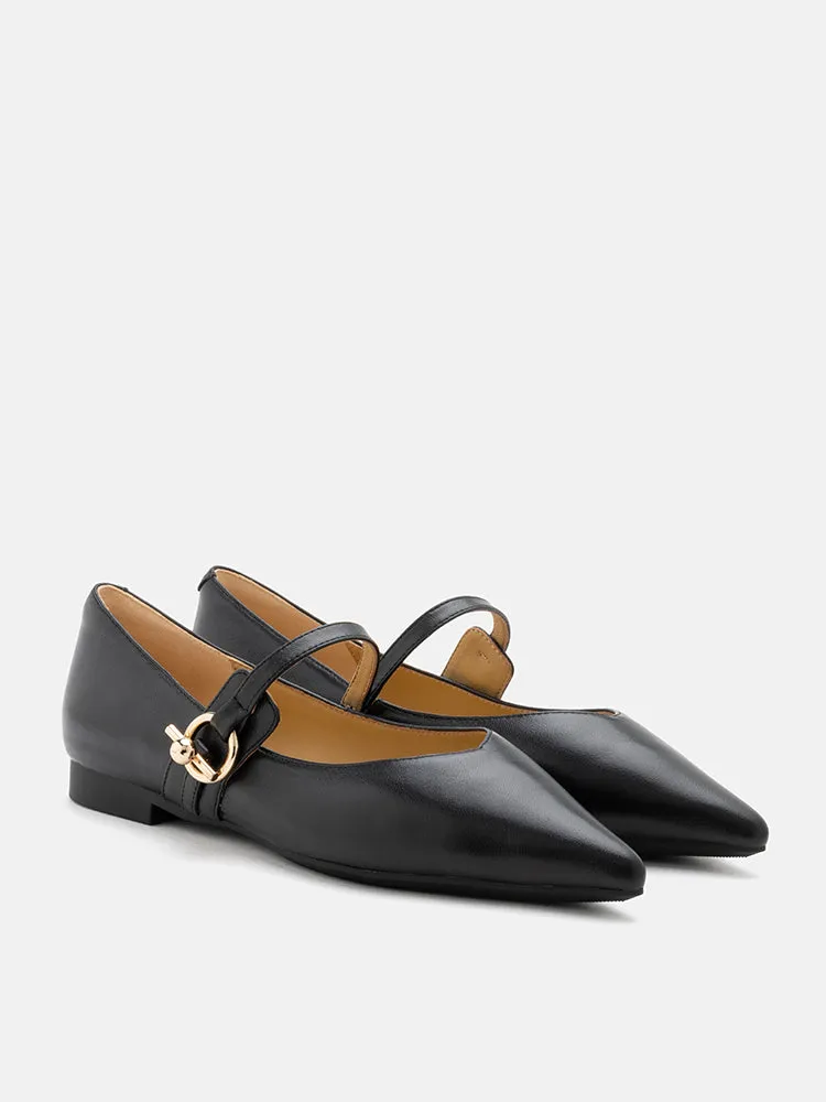 Davina Pointed-Toe Mary Jane Flats