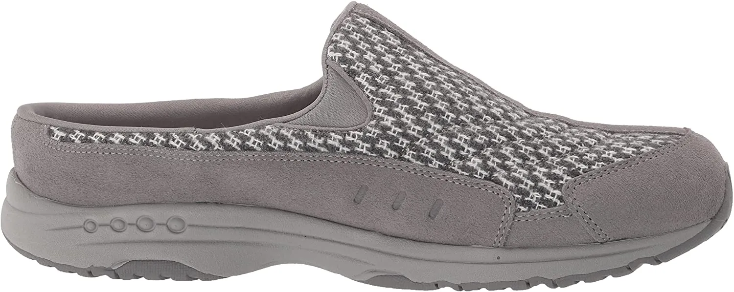 Easy Spirit Travel Time Round Closed-Toe Slip On Mule Clog Grey 030 X-Wide