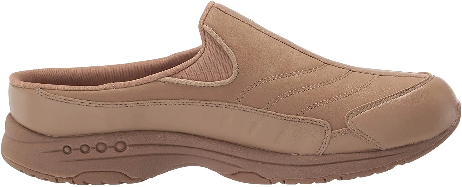 Easy Spirit Travel Time Round Closed-Toe Slip On Mule Clog Grey Taupe X-Wide