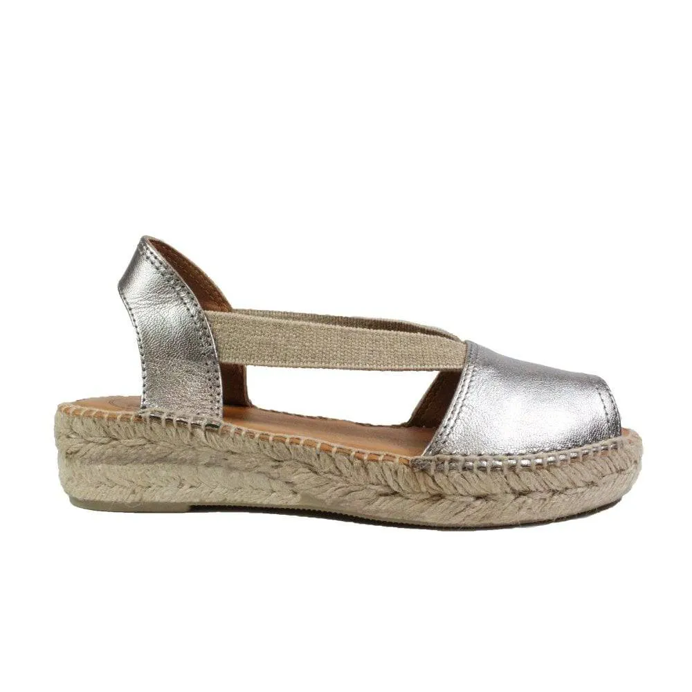 Etna Flat Leather Open Toe Espadrille