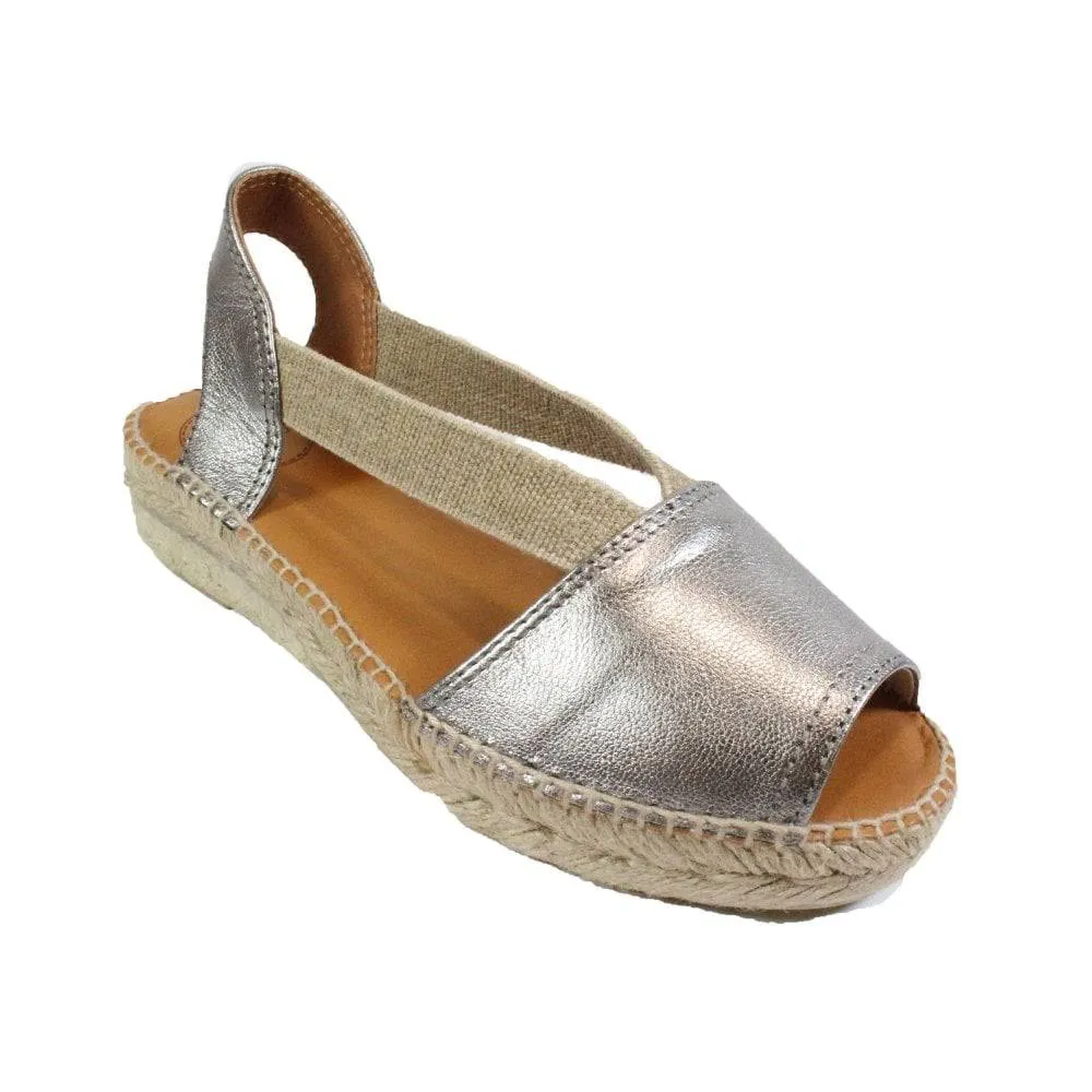 Etna Flat Leather Open Toe Espadrille