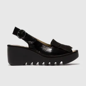 Fly London Women's Bond Sling Back Sandals- Black