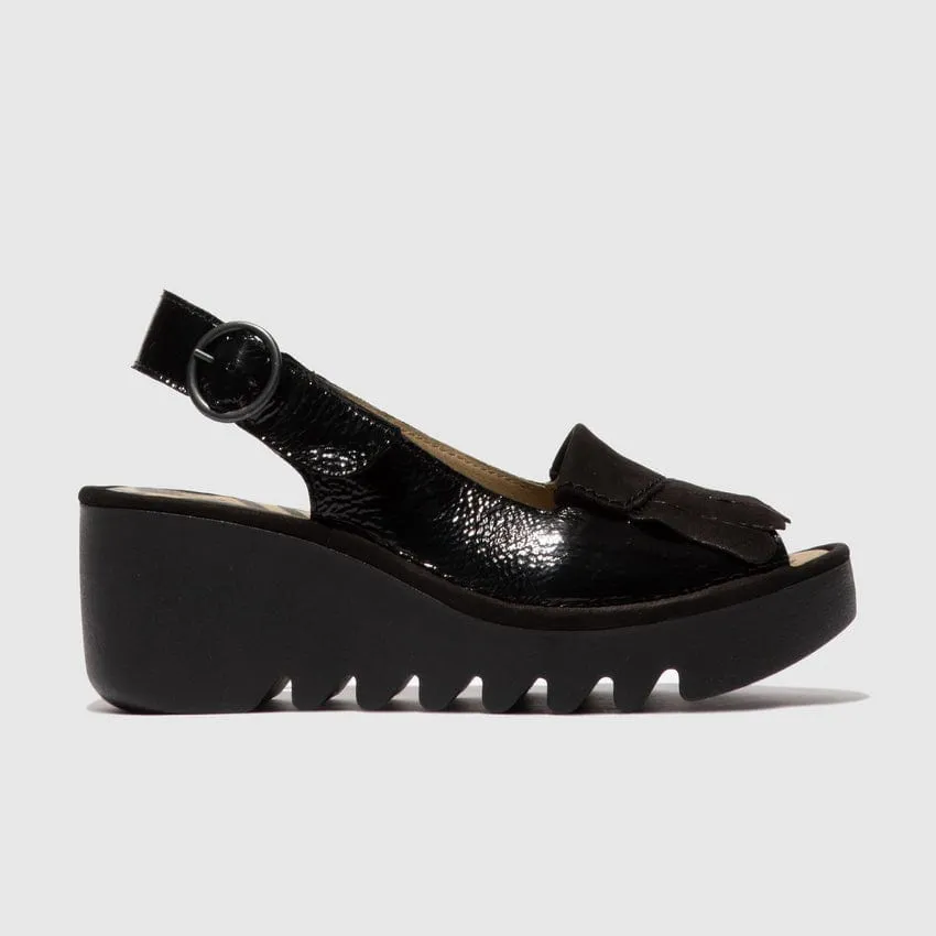 Fly London Women's Bond Sling Back Sandals- Black