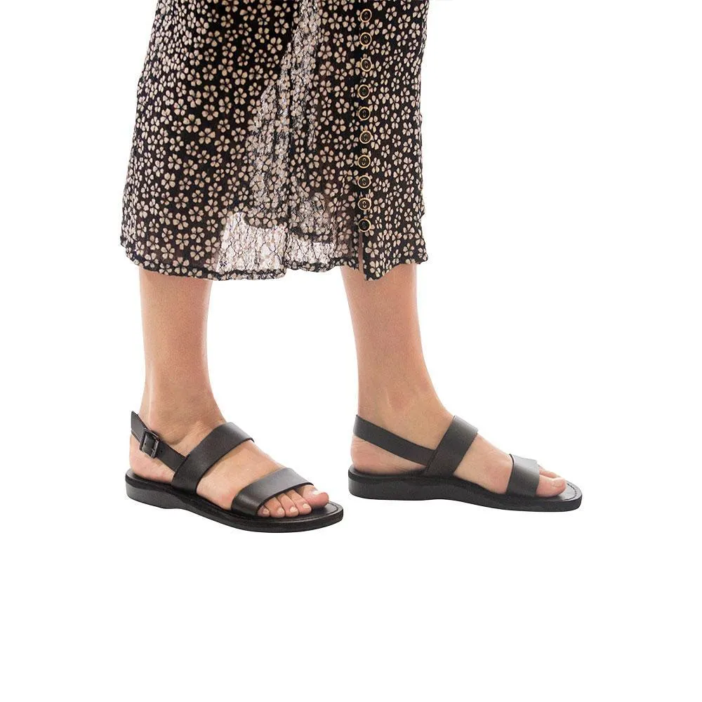 Golan - Leather Slingback Flat Sandal | Black