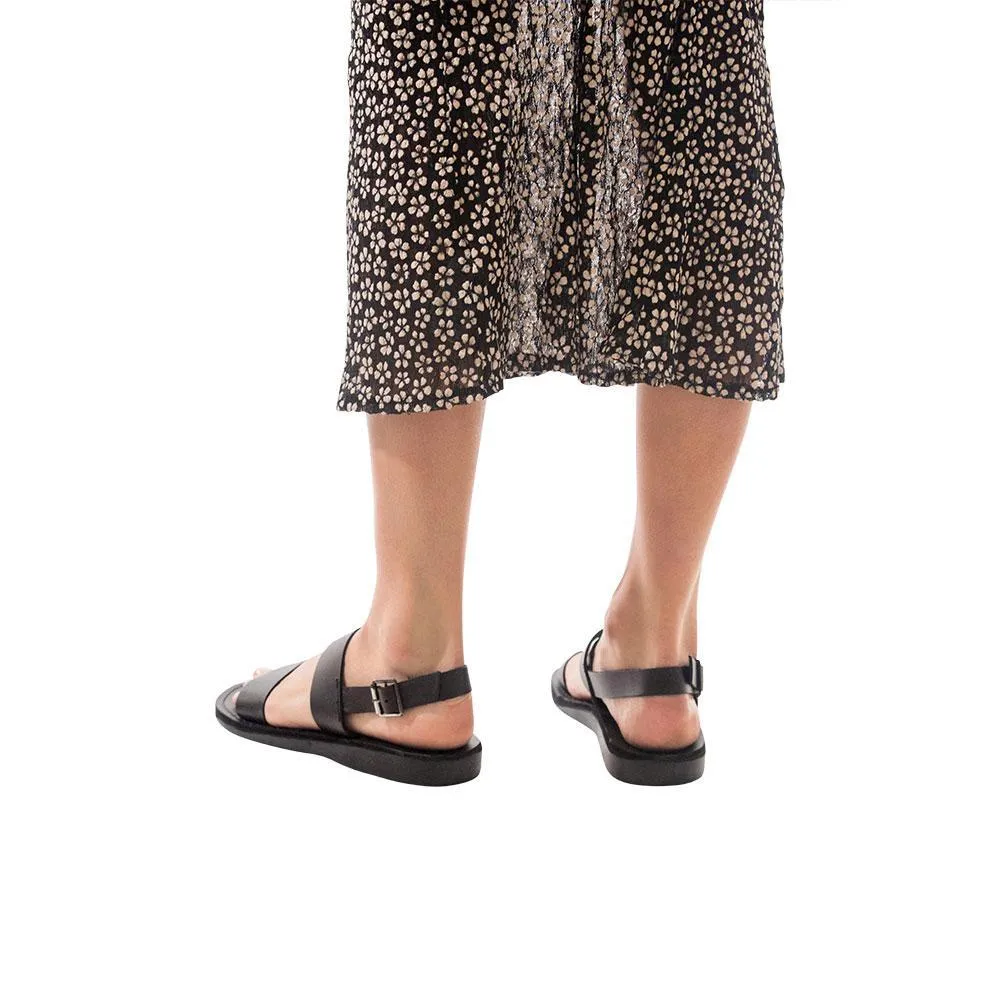 Golan - Leather Slingback Flat Sandal | Black