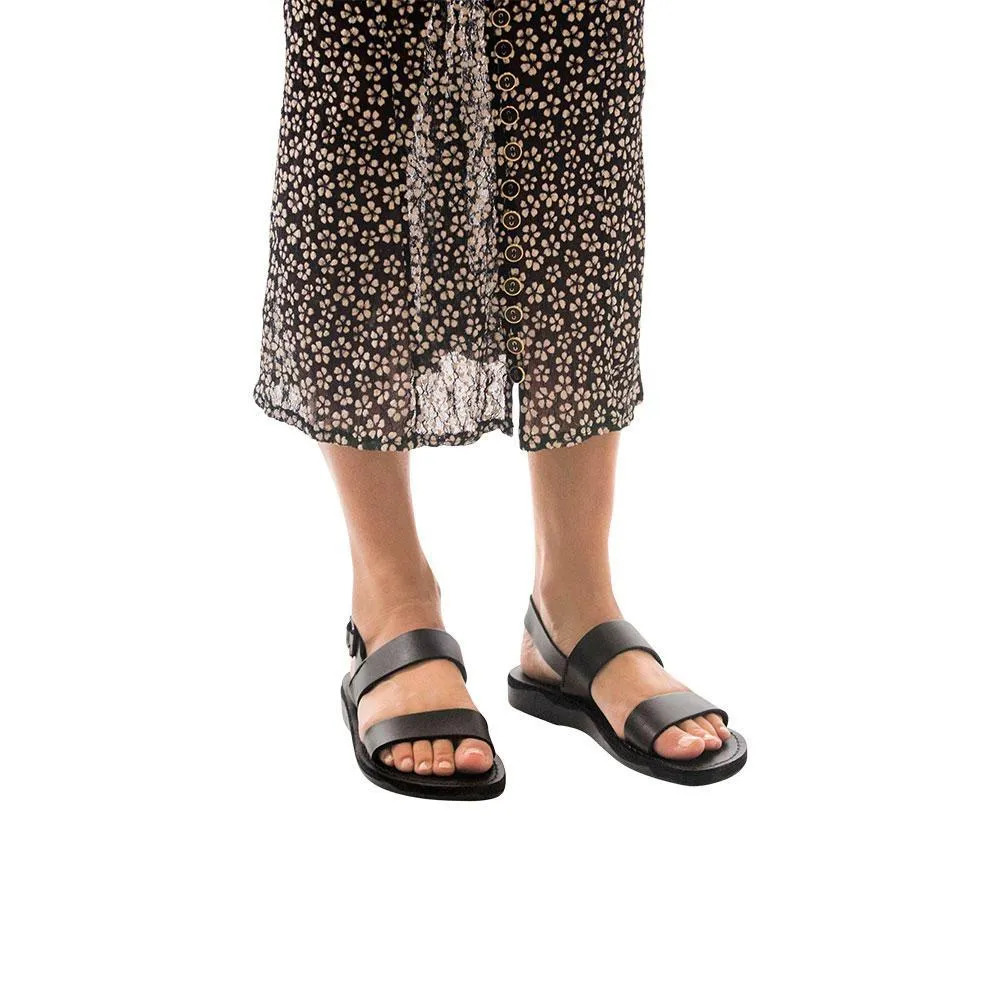 Golan - Leather Slingback Flat Sandal | Black