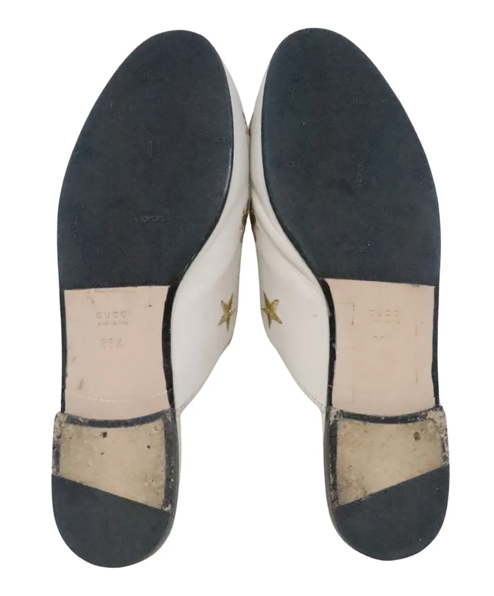 Gucci White & Gold Embroidered Mules sz 8.5