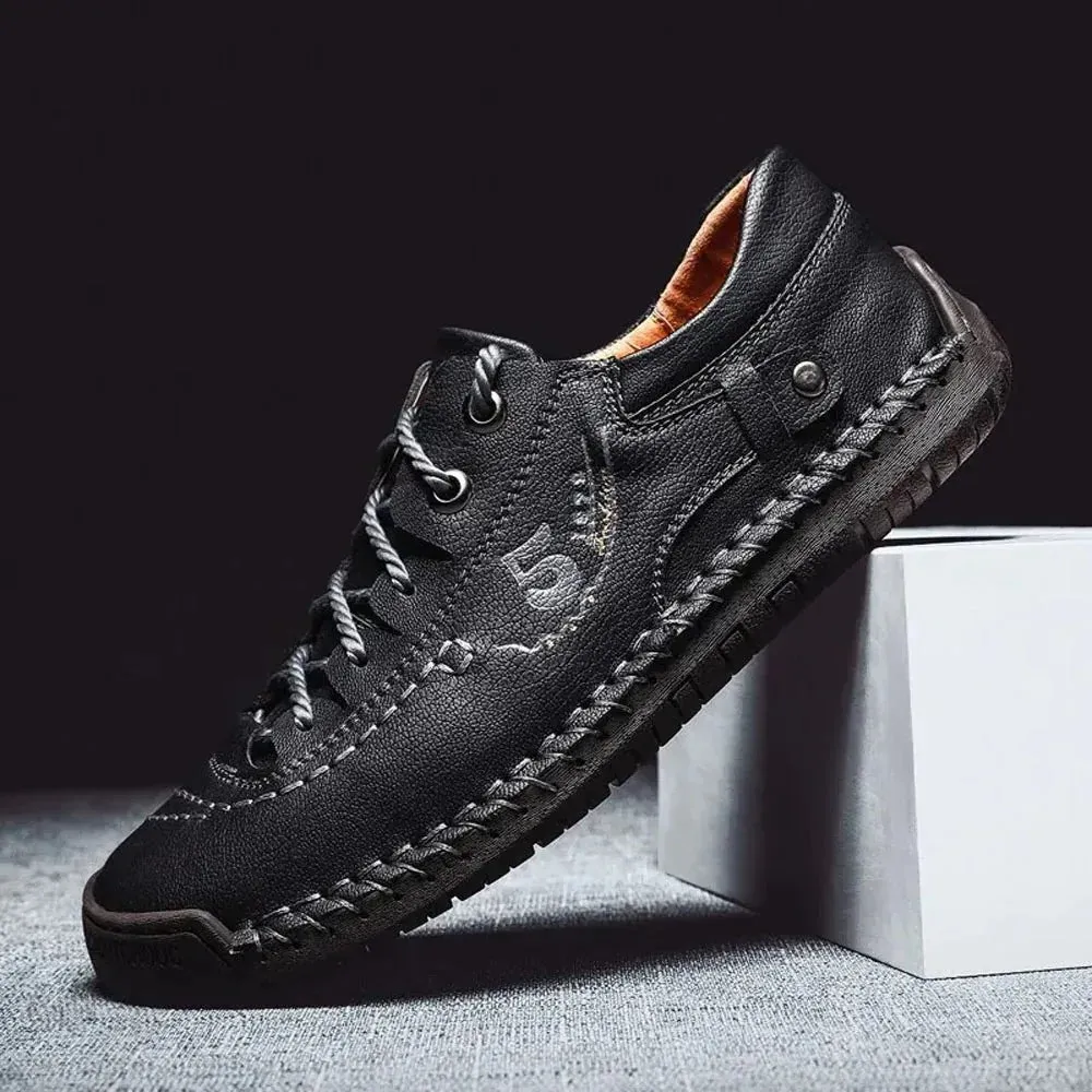 Hand-Stitched Pu Leather Ankle Boots - Stylish Casual Comfort