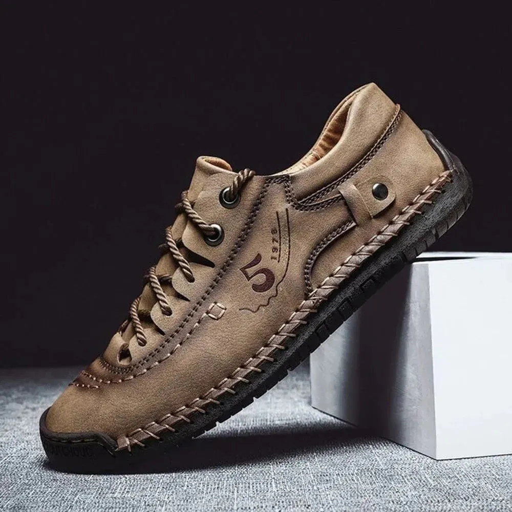 Hand-Stitched Pu Leather Ankle Boots - Stylish Casual Comfort