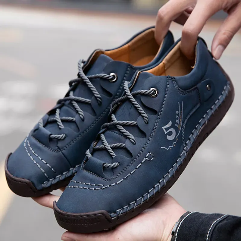 Hand-Stitched Pu Leather Ankle Boots - Stylish Casual Comfort