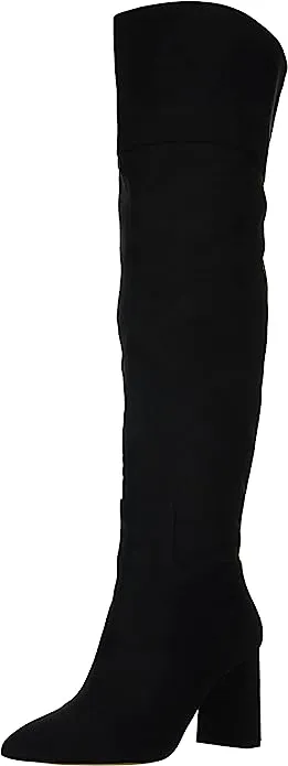 Jessica Simpson Akemi Black Faux Suede Knee High Side Zipper Block Heel Boots