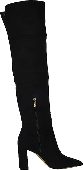 Jessica Simpson Akemi Black Faux Suede Knee High Side Zipper Block Heel Boots