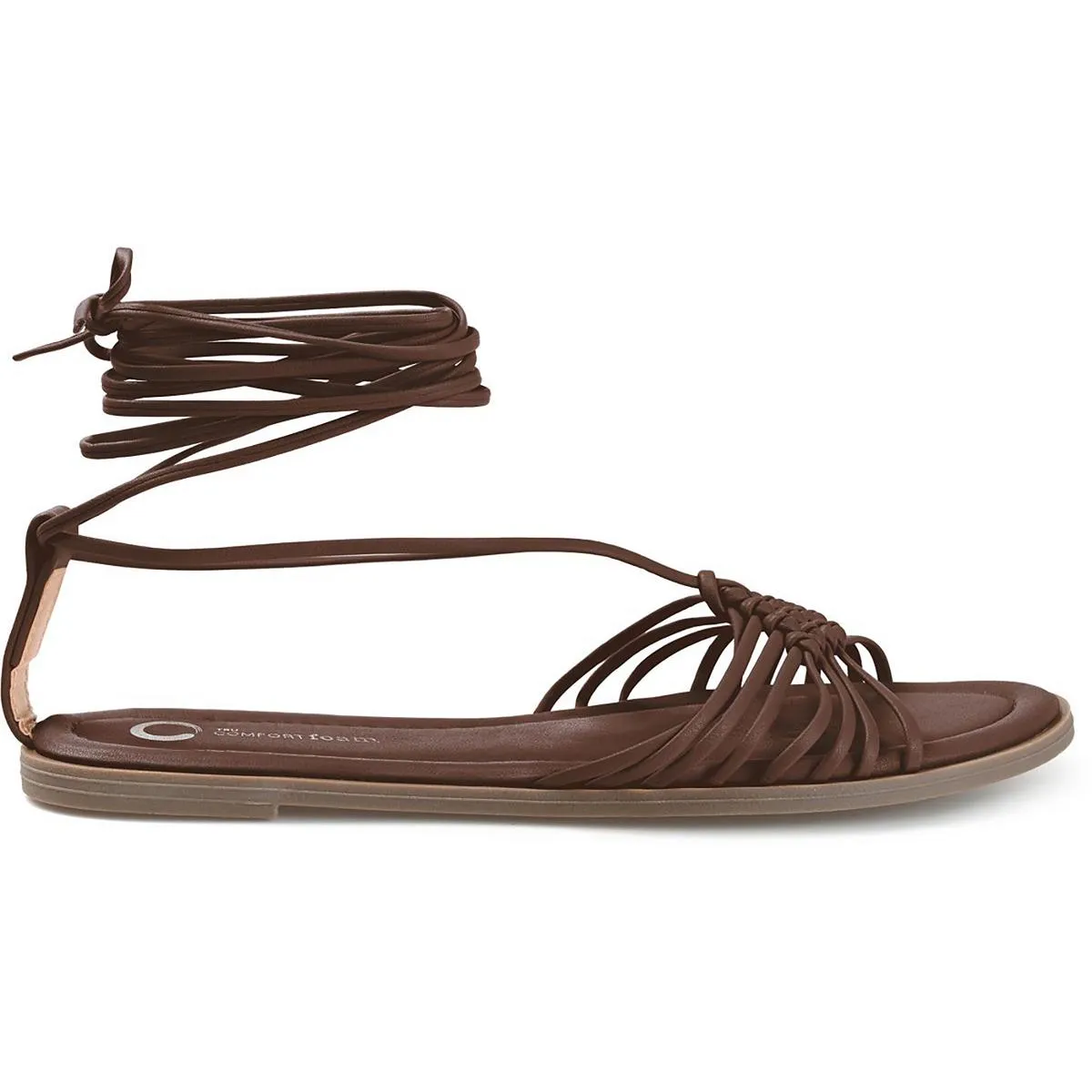 Journee Collection Womens Jess Faux Leather Ankle Tie Strappy Sandals