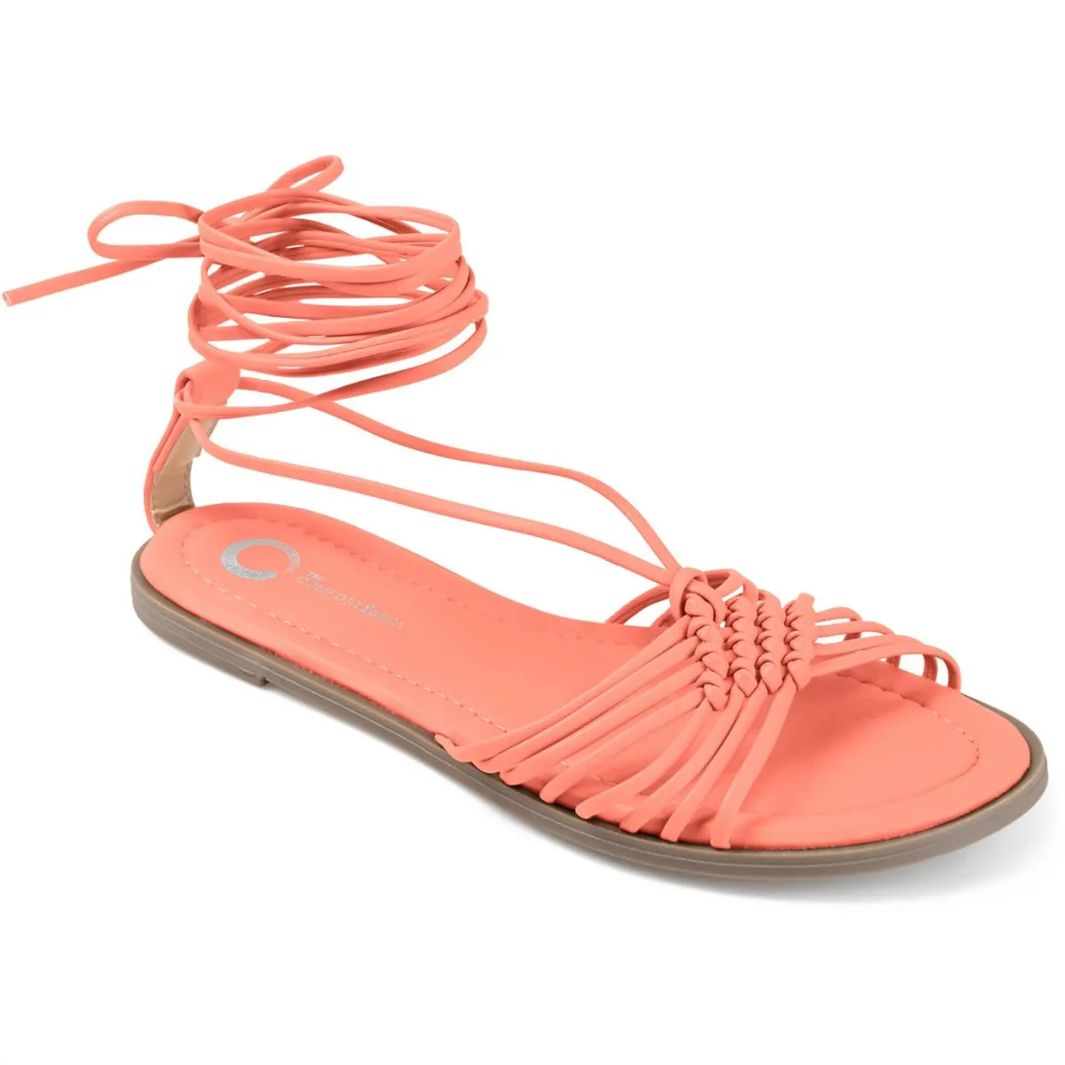 Journee Collection Womens Jess Faux Leather Ankle Tie Strappy Sandals