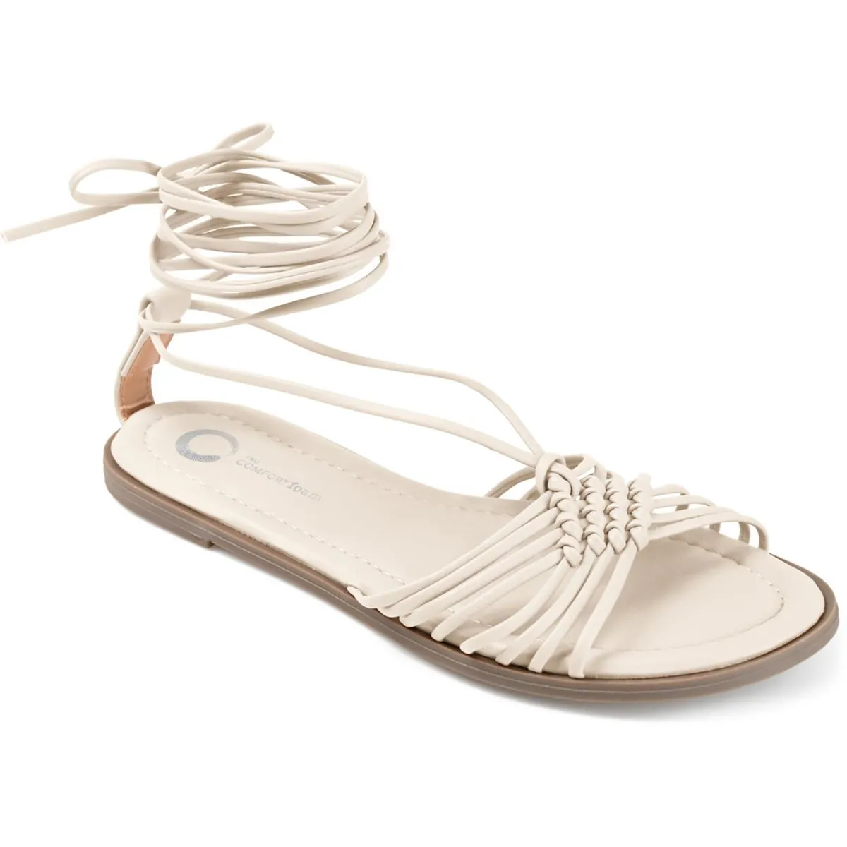 Journee Collection Womens Jess Faux Leather Ankle Tie Strappy Sandals
