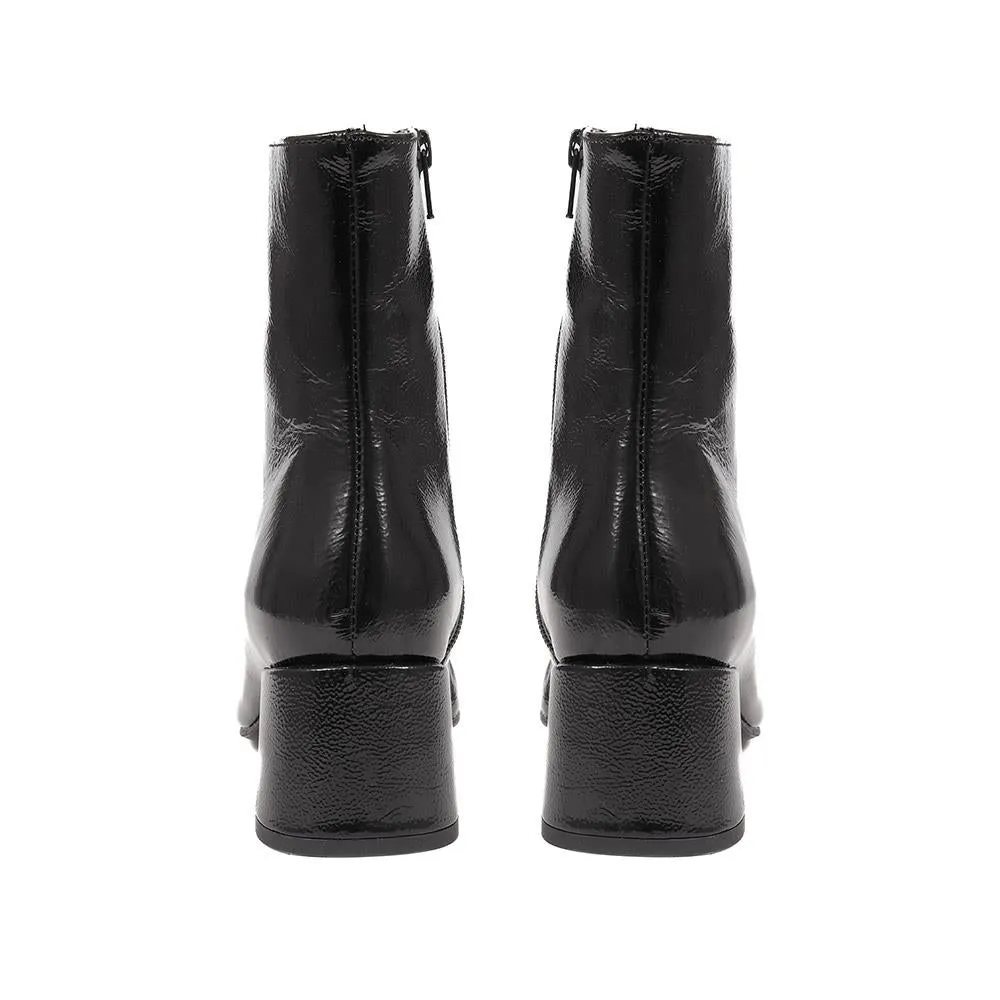 LAREINA Patent Block Heeled Ankle Boots - LAREINA / 324 366