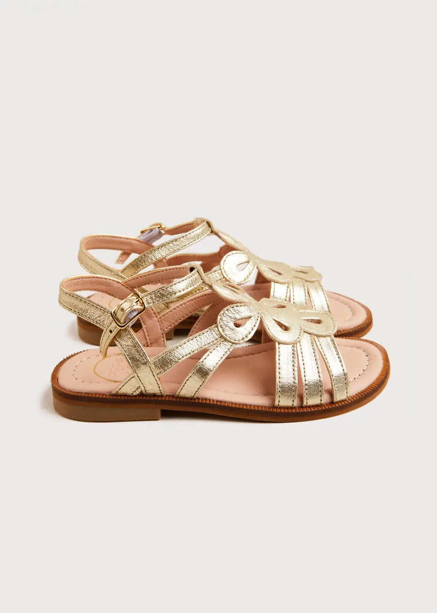 Metallic Strappy Leather Sandals in Gold (24-35EU)