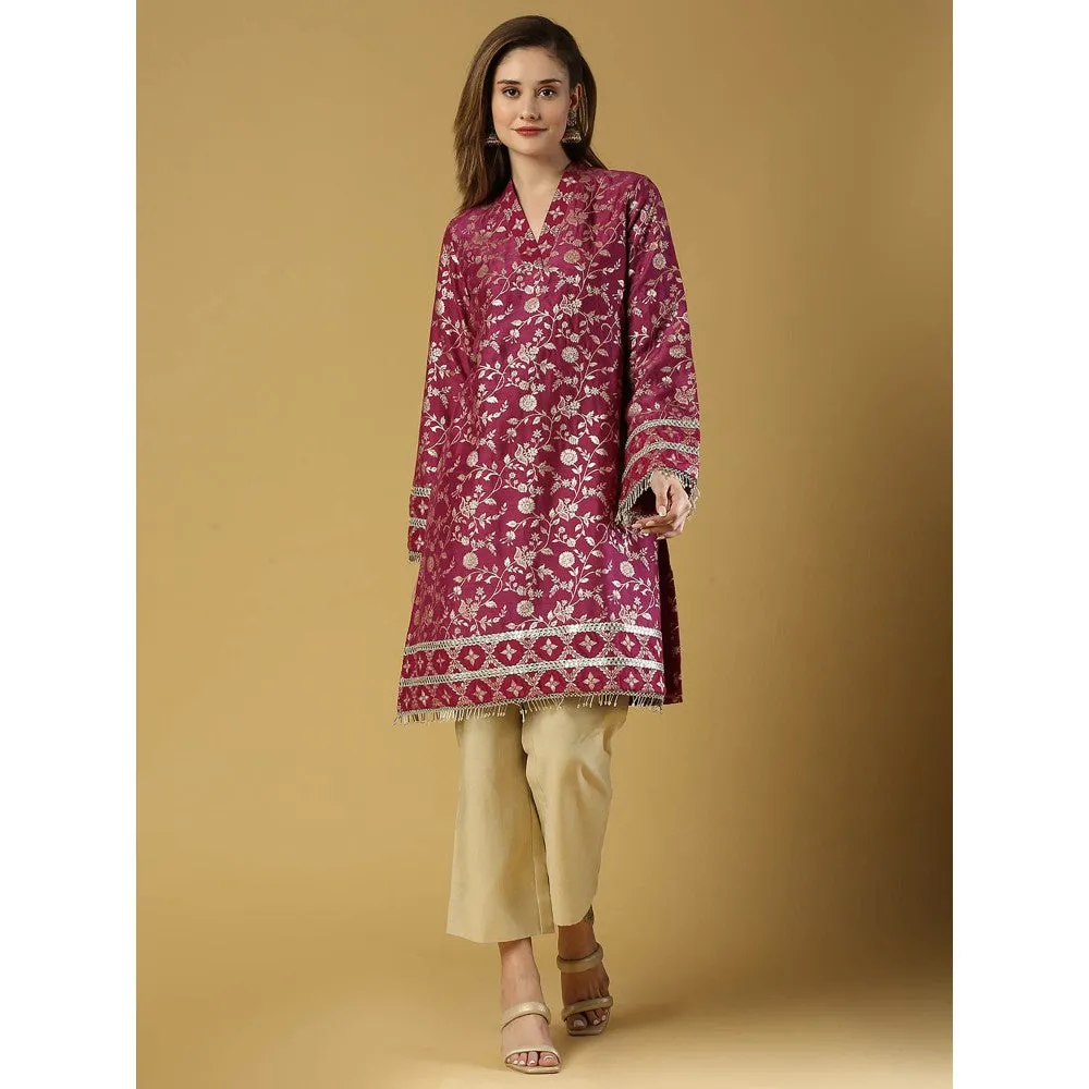 MONK & MEI Kavya-Pakistani Kurta With Gold Pant-Plum Magenta (Set of 2)