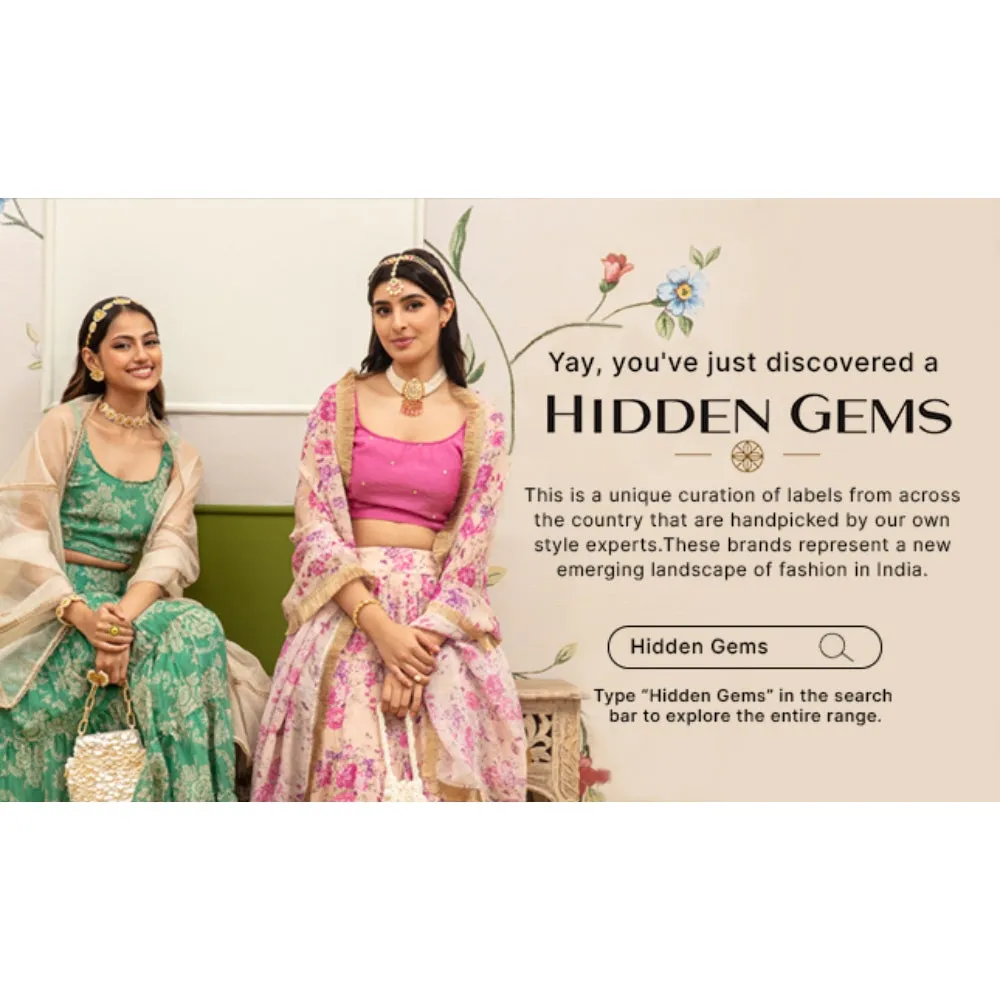 MONK & MEI Mallika Yellow Embroidered Lehenga (Set of 3)