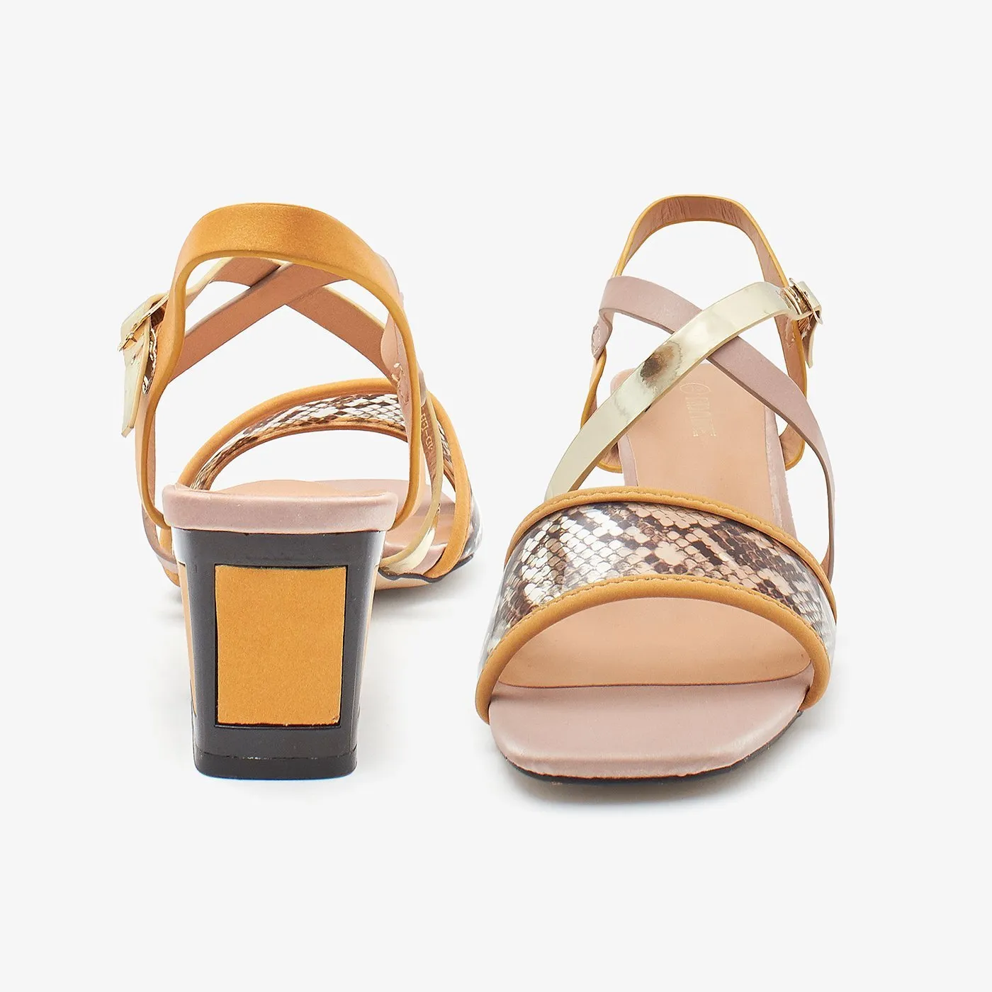 Multi Strap Block Heel Sandal