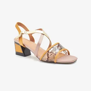 Multi Strap Block Heel Sandal