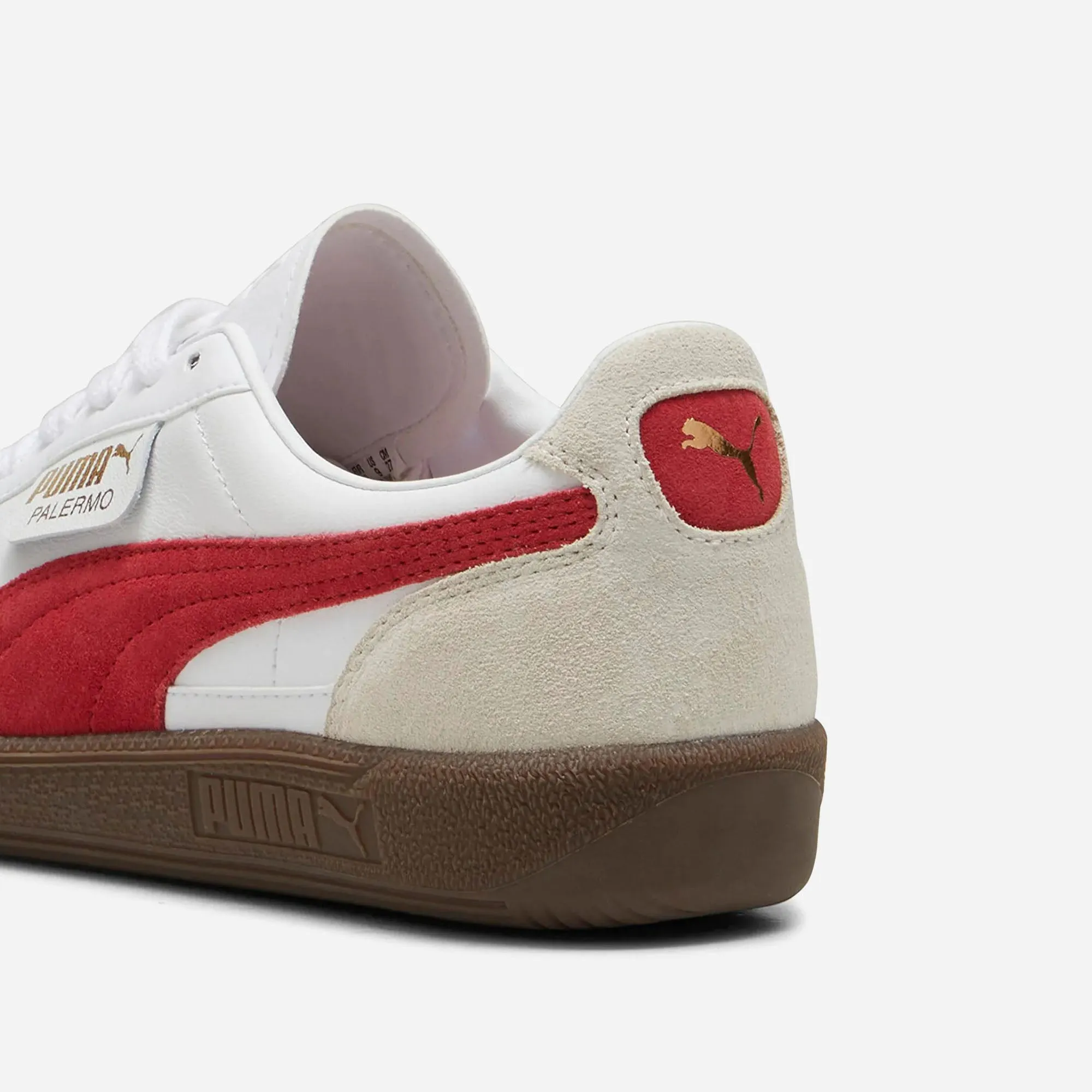 Puma Palermo Lth Unisex Sneakers White-Vapor Gray-Club Red